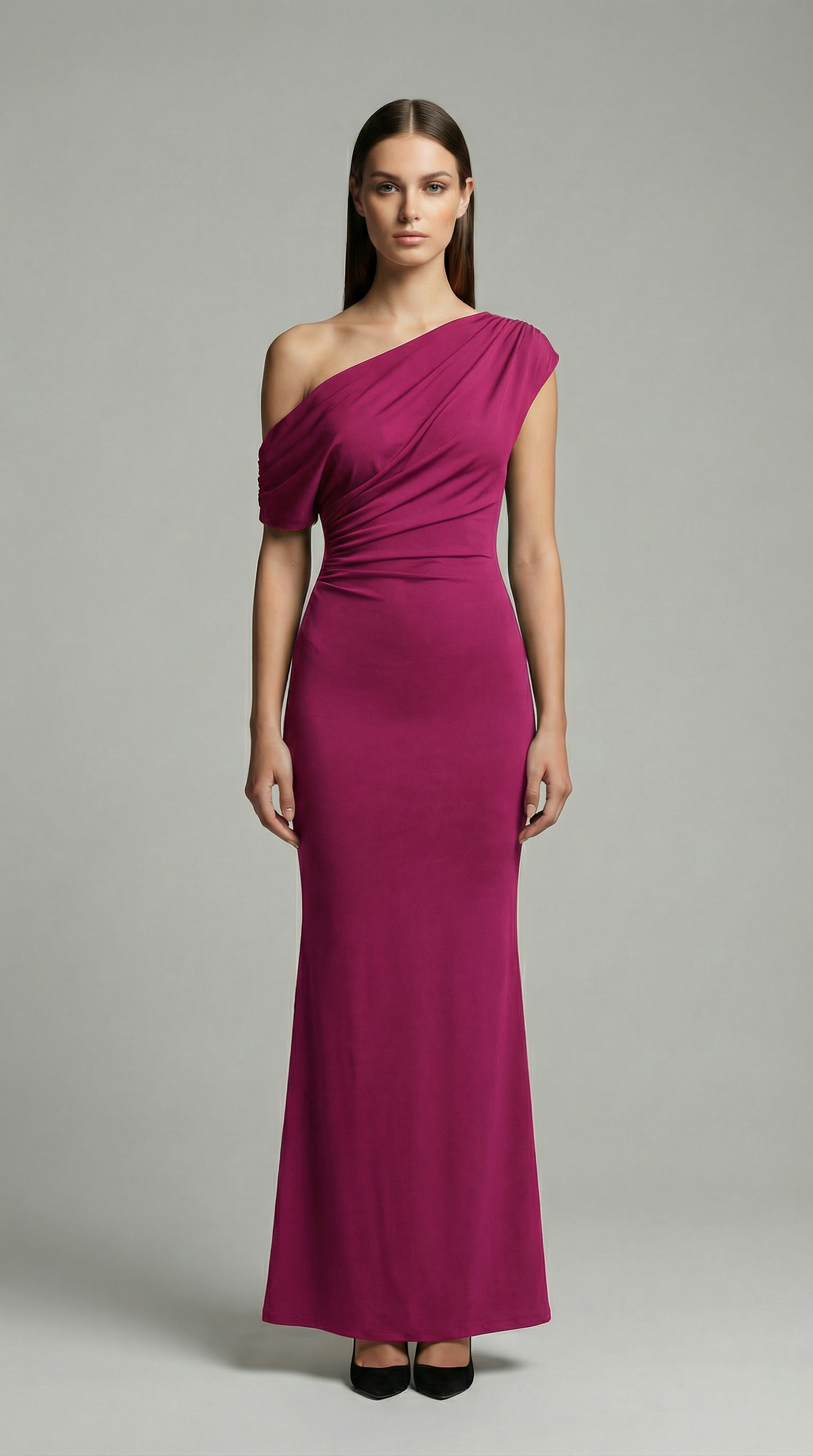 Elegant One-Shoulder Bodycon Maxi Dress – Sleeveless Evening & Prom Dress