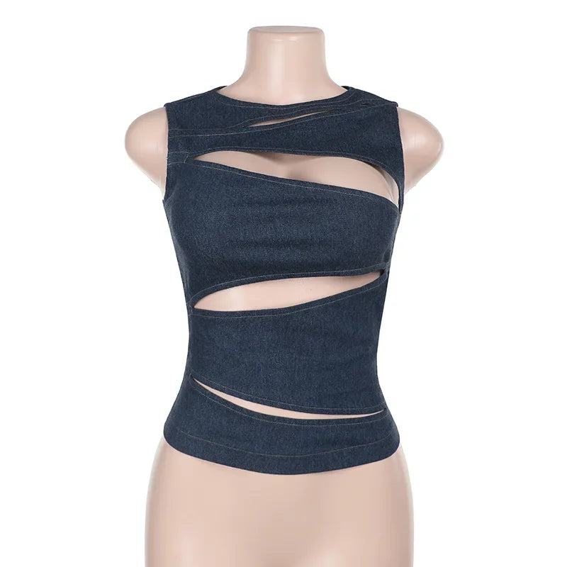 Raye - Cutout Denim Top
