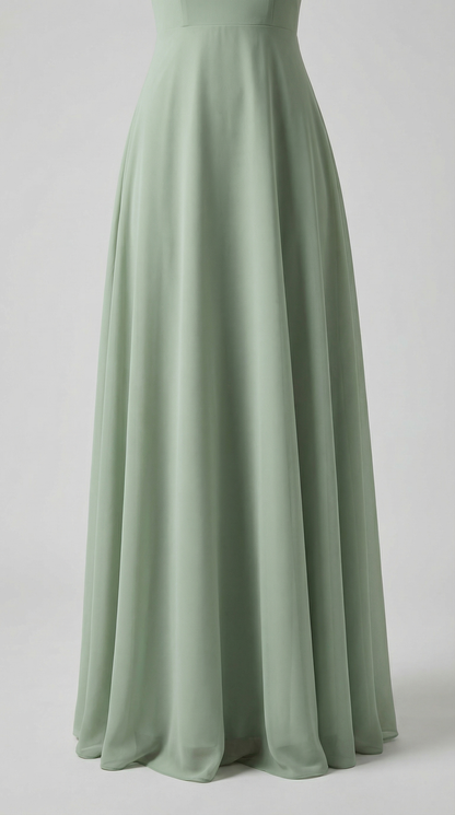 Elegant V-Neck Chiffon Maxi Evening Dress with Flutter Sleeves