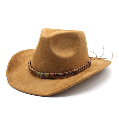 Suede curled brim western cowboy hat