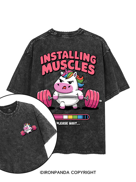 INSTALLING MUSCLES printed Gym Shirt