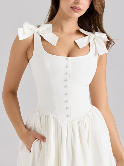 Amélie | Midi Dress with Bow Straps