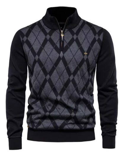 Zane | Men's Diamond Pattern Half-Zip Sweater