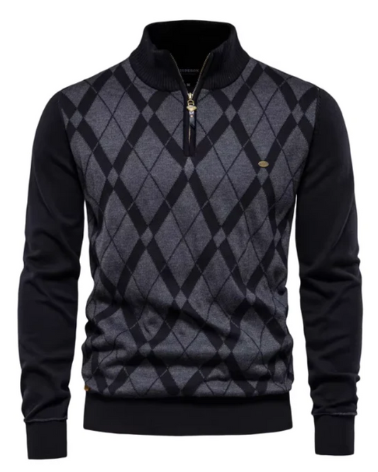 Zane | Men's Diamond Pattern Half-Zip Sweater