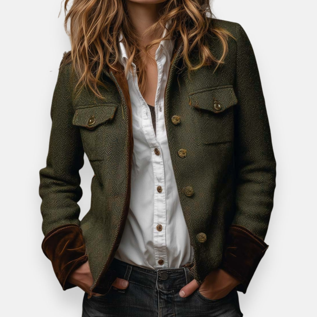 Stacie | Tweed Jacket with Velvet Details