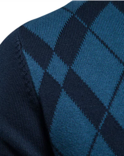 Zane | Men's Diamond Pattern Half-Zip Sweater