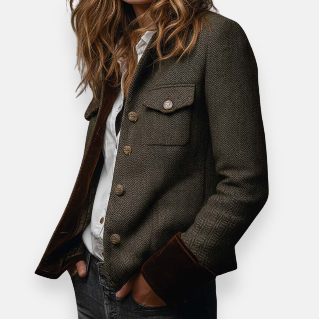 Stacie | Tweed Jacket with Velvet Details