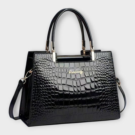 Olivia - Glossy Crocodile Pattern Handbag