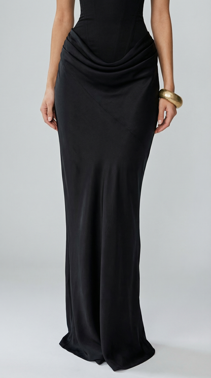 Square-Neck Ruched Waist Bodycon Maxi Evening Dress