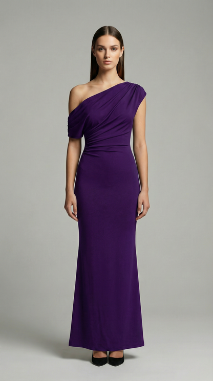 Elegant One-Shoulder Bodycon Maxi Dress – Sleeveless Evening & Prom Dress