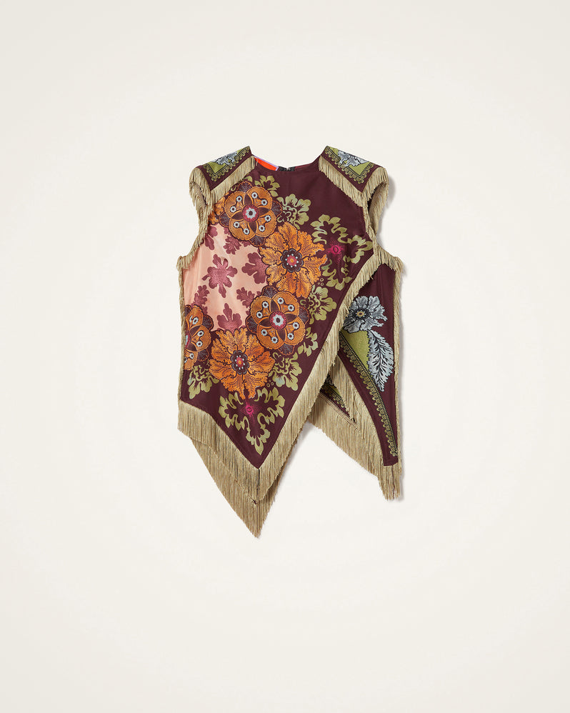 Foulard Effect Fringe Top