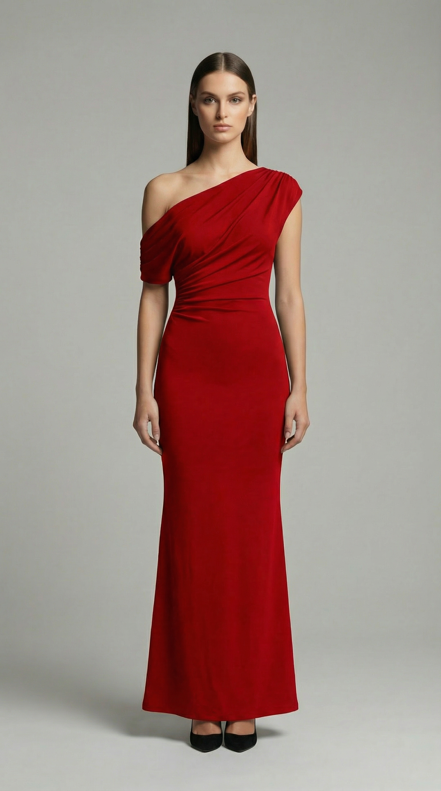Elegant One-Shoulder Bodycon Maxi Dress – Sleeveless Evening & Prom Dress