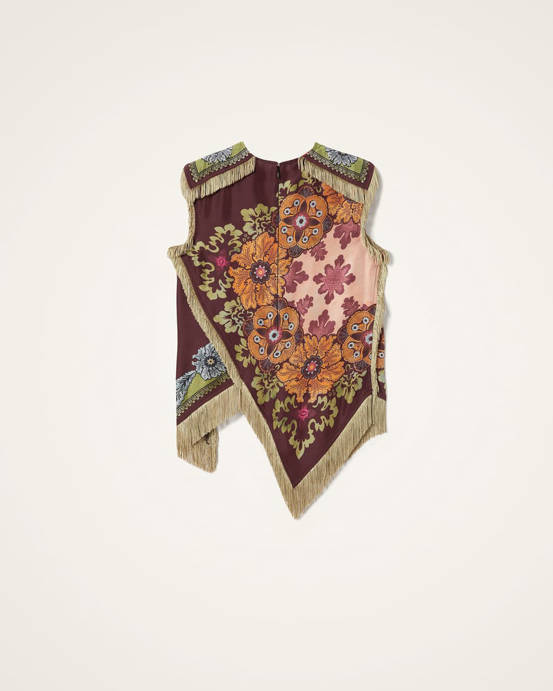 Foulard Effect Fringe Top