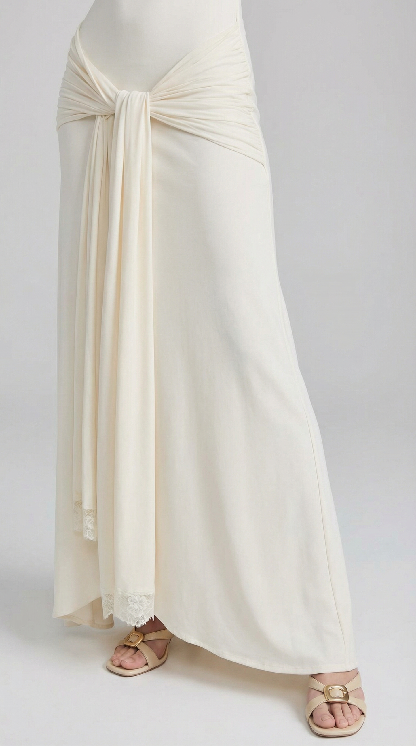 Elegant Deep V Lace Cutout Backless Long Sleeve Maxi Dress