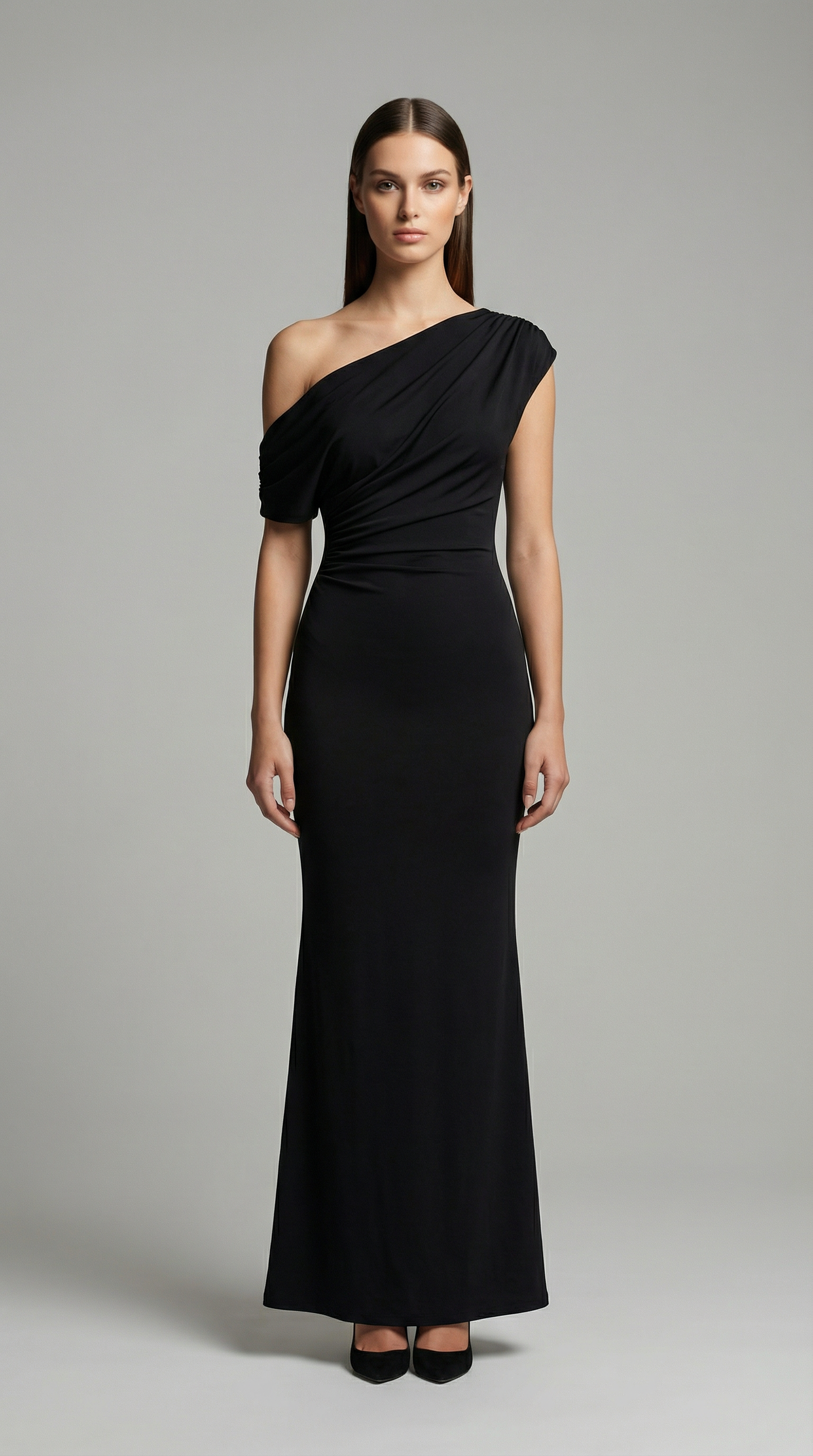 Elegant One-Shoulder Bodycon Maxi Dress – Sleeveless Evening & Prom Dress