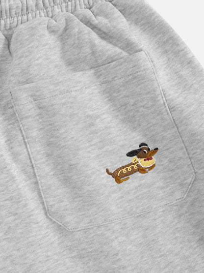 Embroidery Dog Baggy Barrel Sweatpants