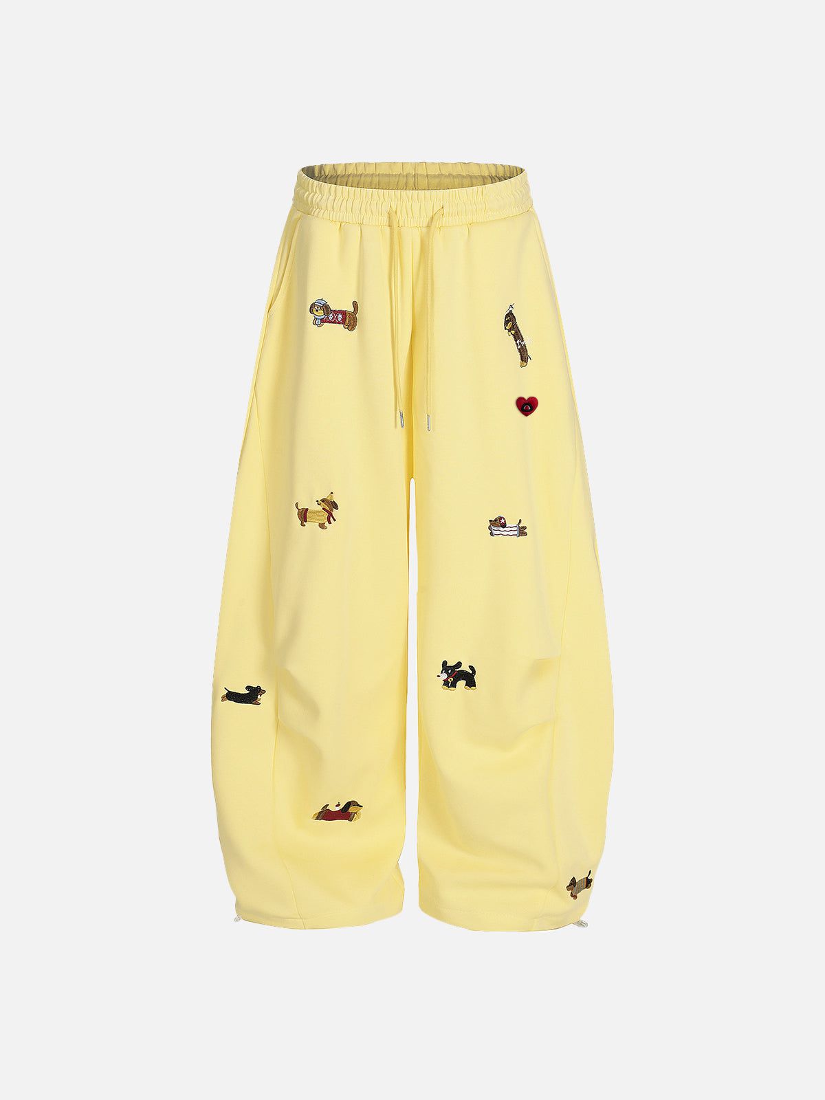 Embroidery Dog Baggy Barrel Sweatpants