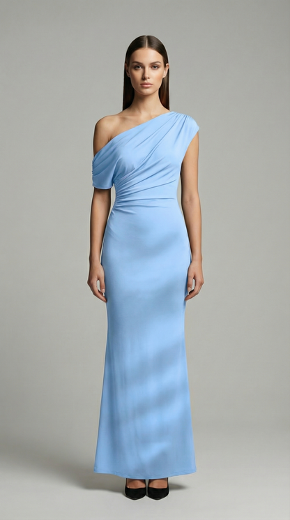 Elegant One-Shoulder Bodycon Maxi Dress – Sleeveless Evening & Prom Dress