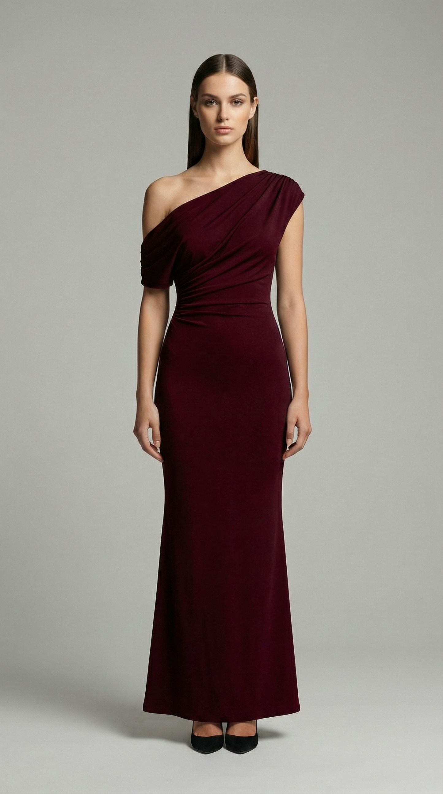 Elegant One-Shoulder Bodycon Maxi Dress – Sleeveless Evening & Prom Dress