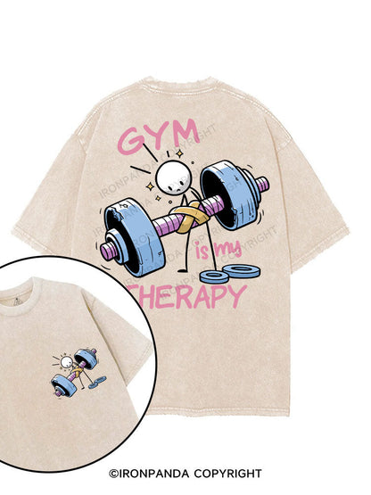 GYM IS MY THERAPY printed Gym Shirt