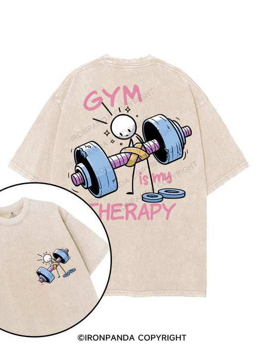 GYM IS MY THERAPY printed Gym Shirt