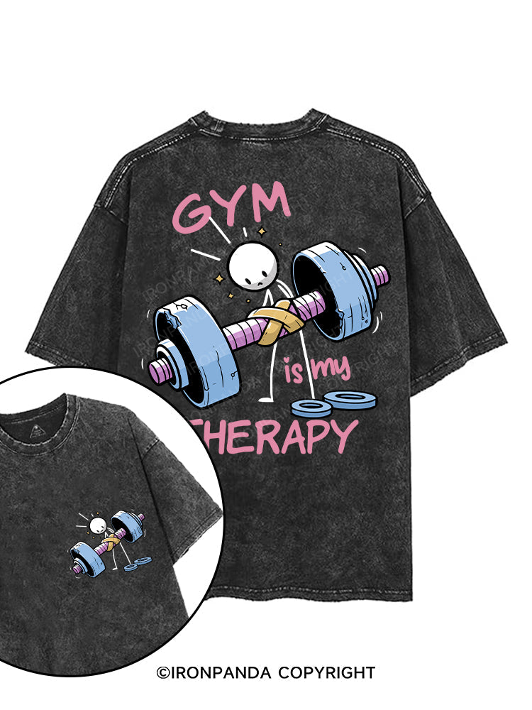 GYM IS MY THERAPY printed Gym Shirt