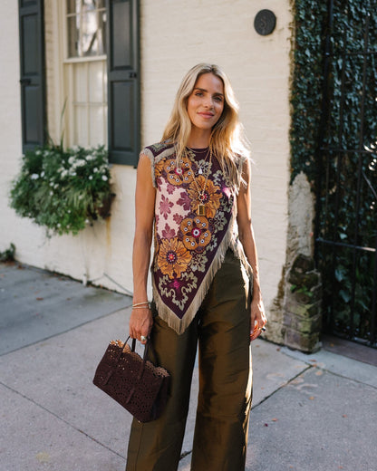 Foulard Effect Fringe Top