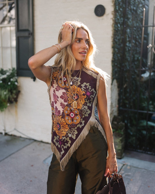 Foulard Effect Fringe Top