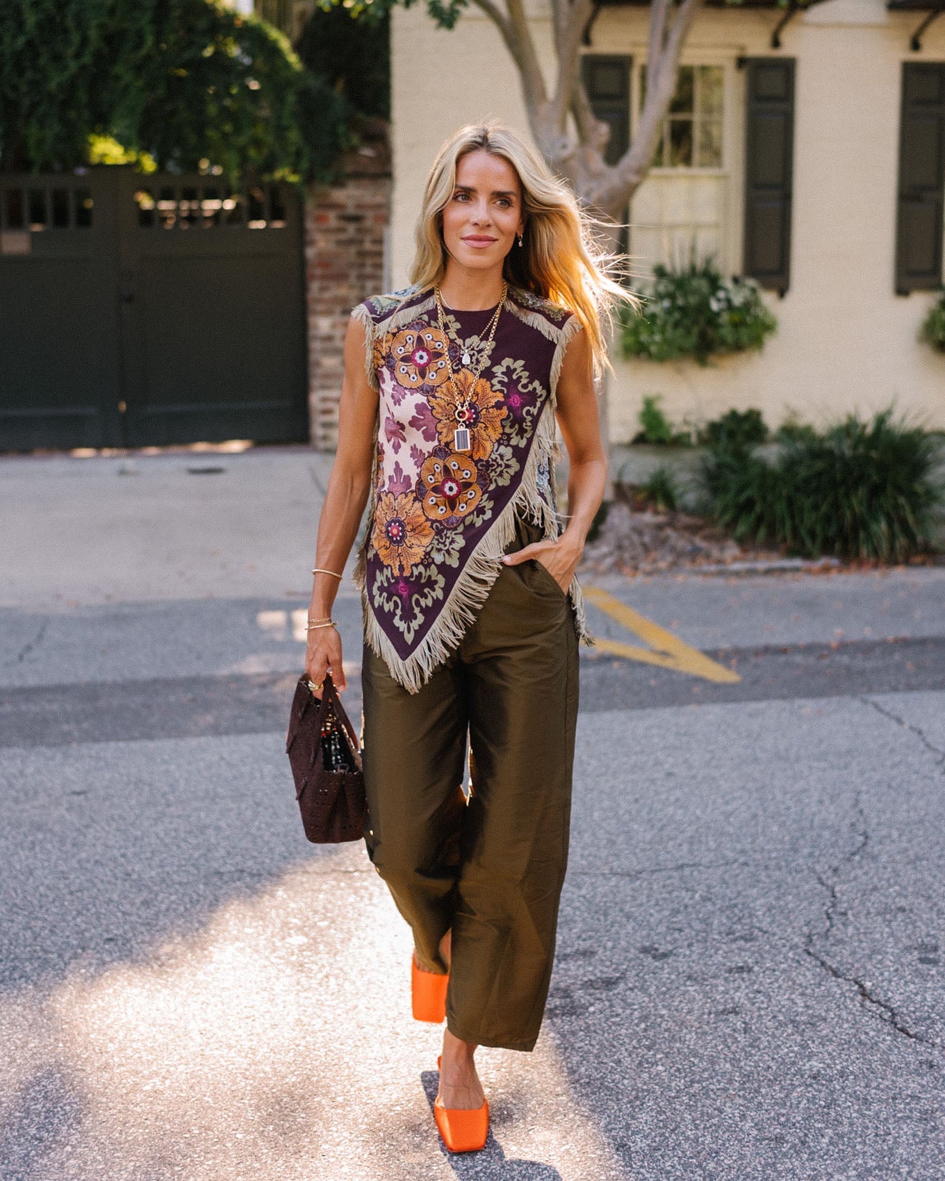 Foulard Effect Fringe Top