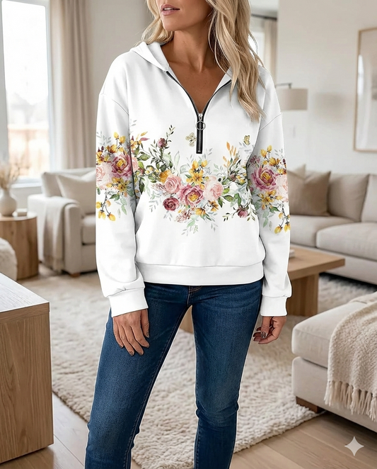 Floral zip hoodie