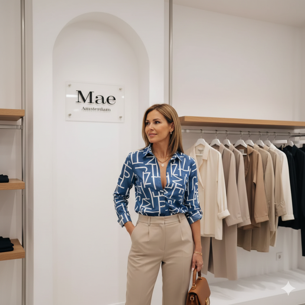 Abstract Print Button Blouse