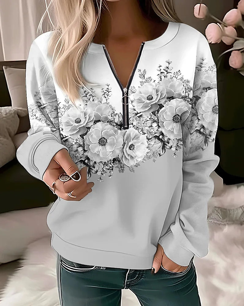 Floral zip hoodie