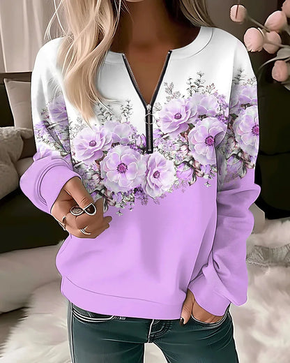 Floral zip hoodie