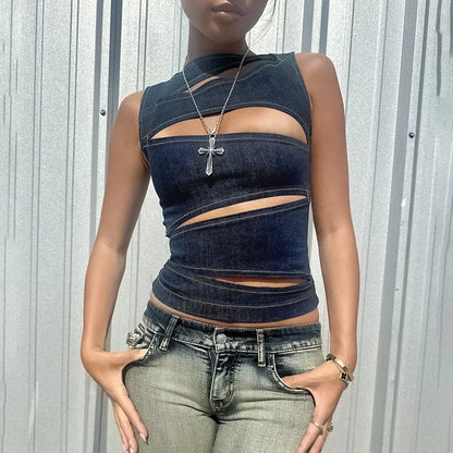 Raye - Cutout Denim Top