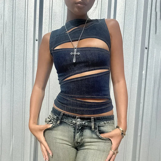 Raye - Cutout Denim Top