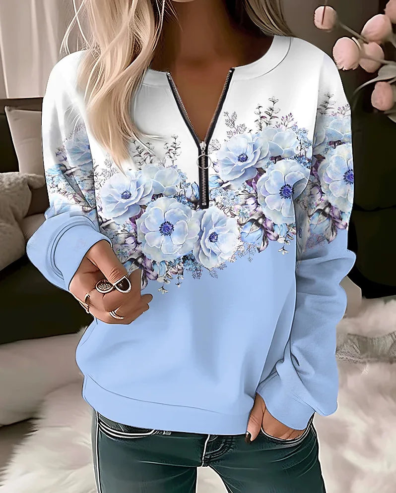Floral zip hoodie