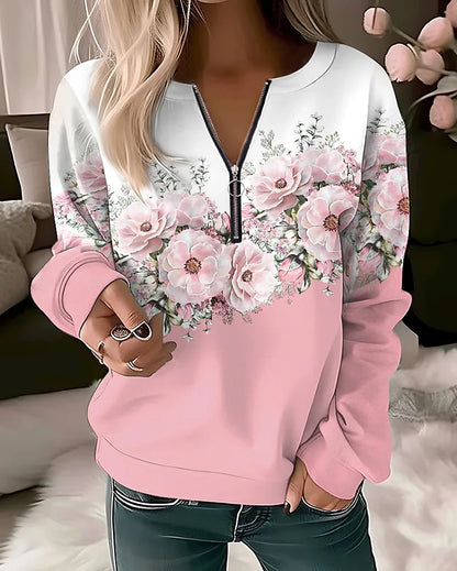 Floral zip hoodie