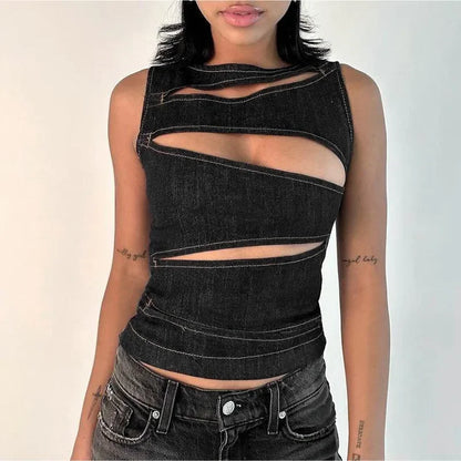 Raye - Cutout Denim Top