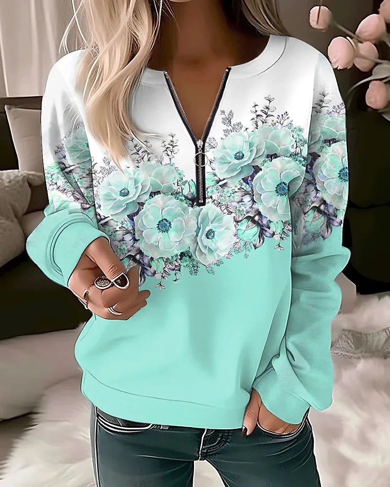 Floral zip hoodie