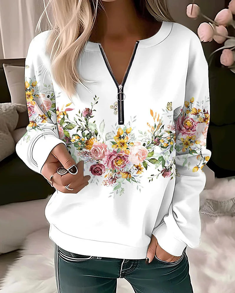 Floral zip hoodie
