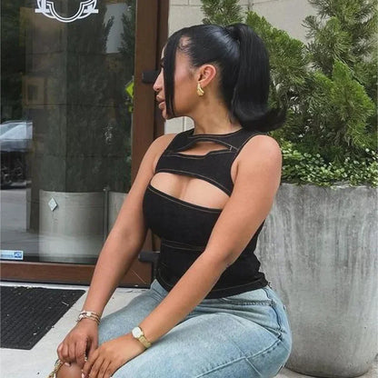 Raye - Cutout Denim Top