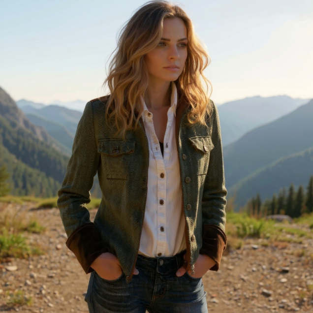 Stacie | Tweed Jacket with Velvet Details