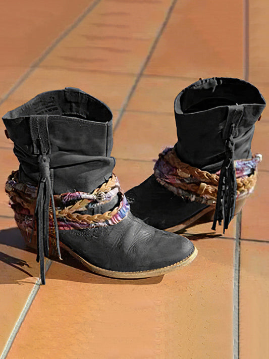 Vintage Western Tribal Tassel and Ankle Boots