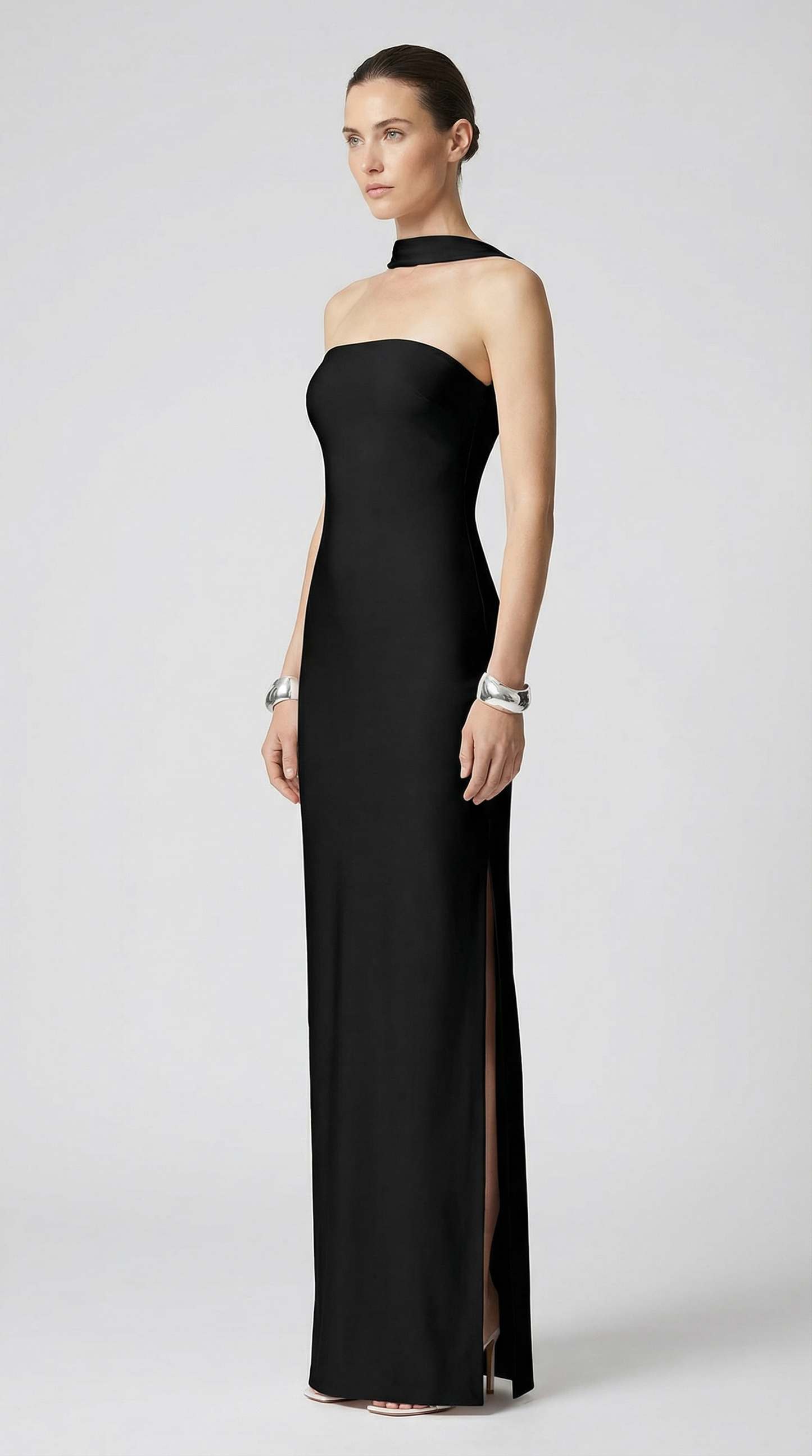 Strapless Halter-Choker Backless Bodycon Maxi Dress