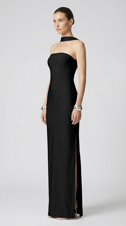 Strapless Halter-Choker Backless Bodycon Maxi Dress