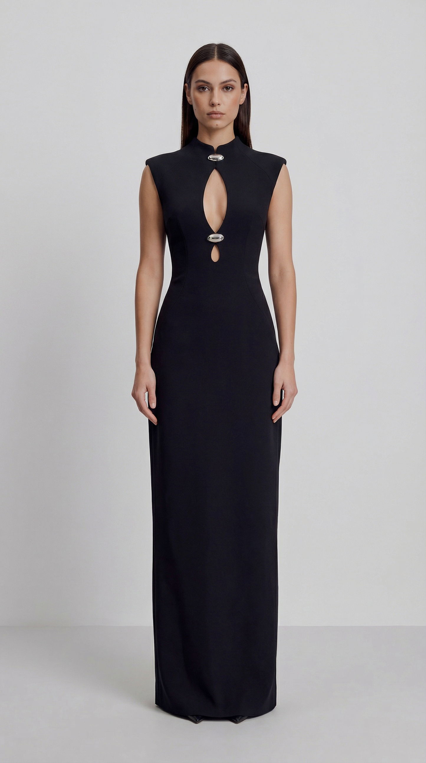 High-Neck Cutout Bodycon Maxi Evening Dress