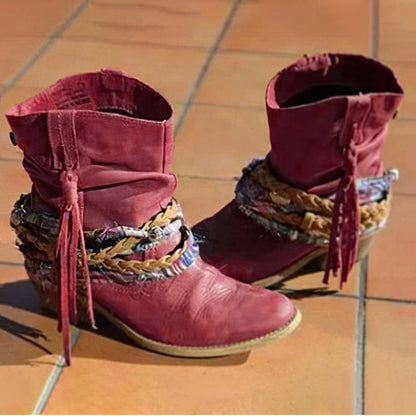 Vintage Western Tribal Tassel and Ankle Boots