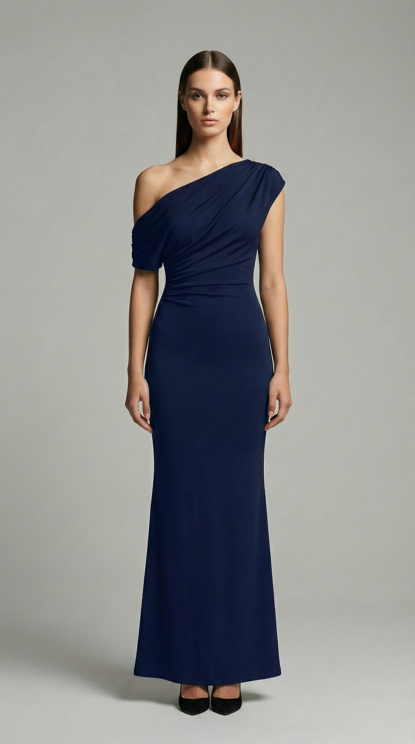 Elegant One-Shoulder Bodycon Maxi Dress – Sleeveless Evening & Prom Dress