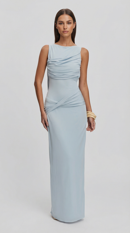 Elegant Ruched Bodycon Maxi Dress
