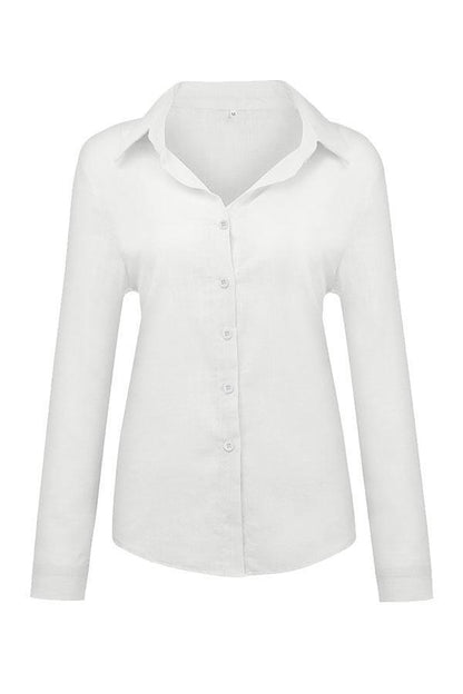 Casual Solid Button Shirt Collar Blouse